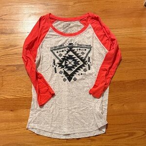 Hurley Orange/Red and Gray Patterned Tissue Tee